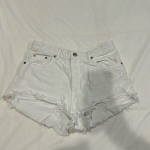 Zara High Waisted White Jeans